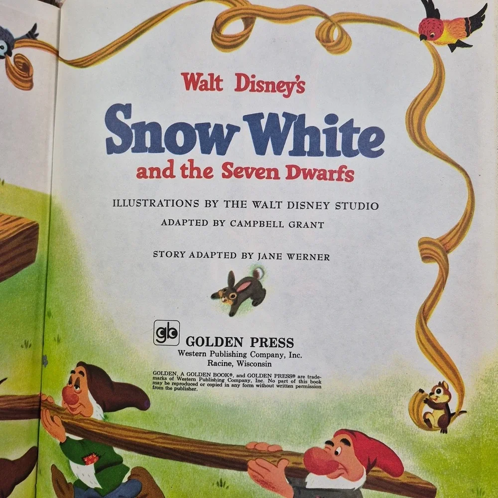 Vintage 1952 A Big Golden Book Walt Disney's Snow White And The Seven Dwarfs